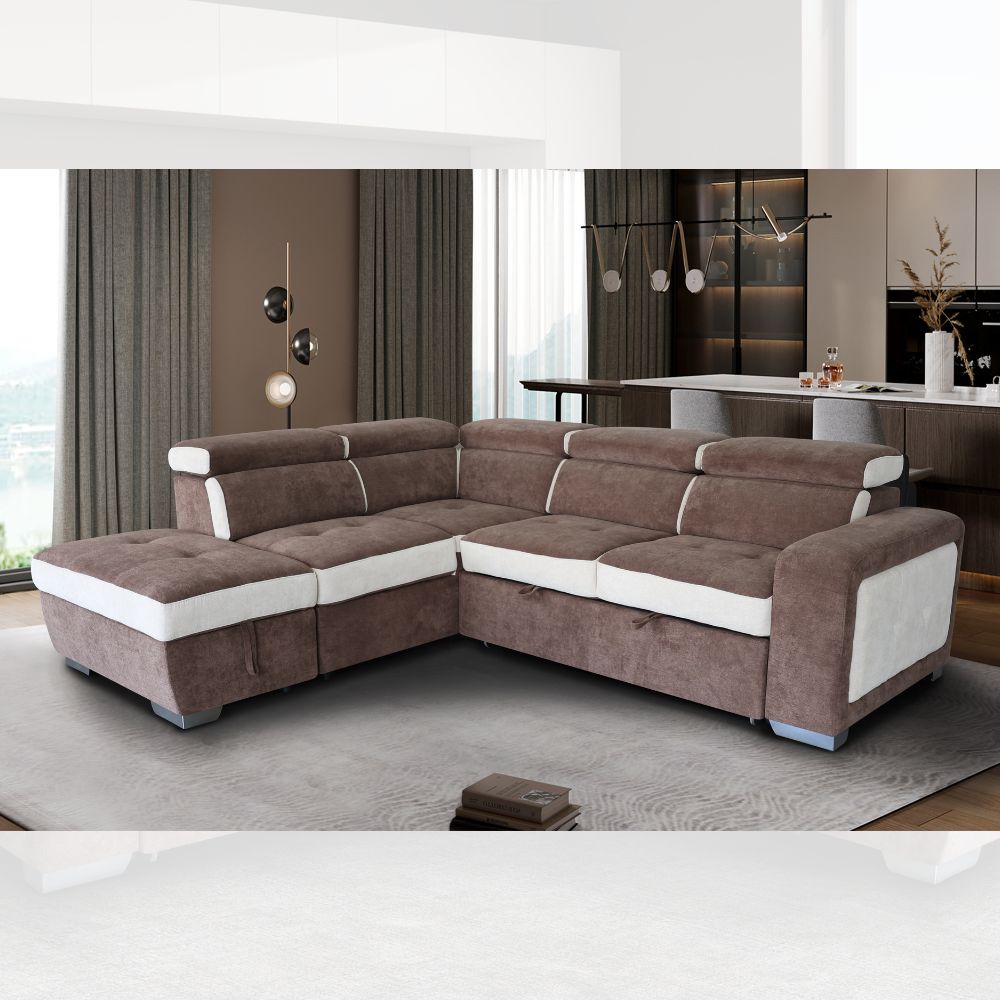 SOFA CHAISE IZQUIERDA CHOCO/BEIGE