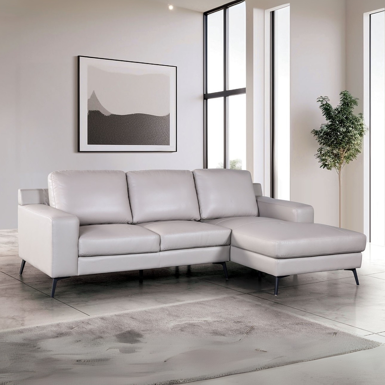 Sofá Chaise Inés Derecho – Confort y diseño en cuero gris