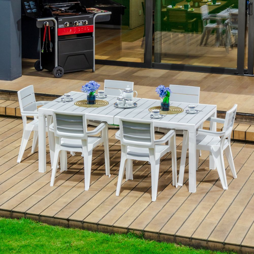 COMEDOR MADEIRA RECTANGULAR 6P SILVER