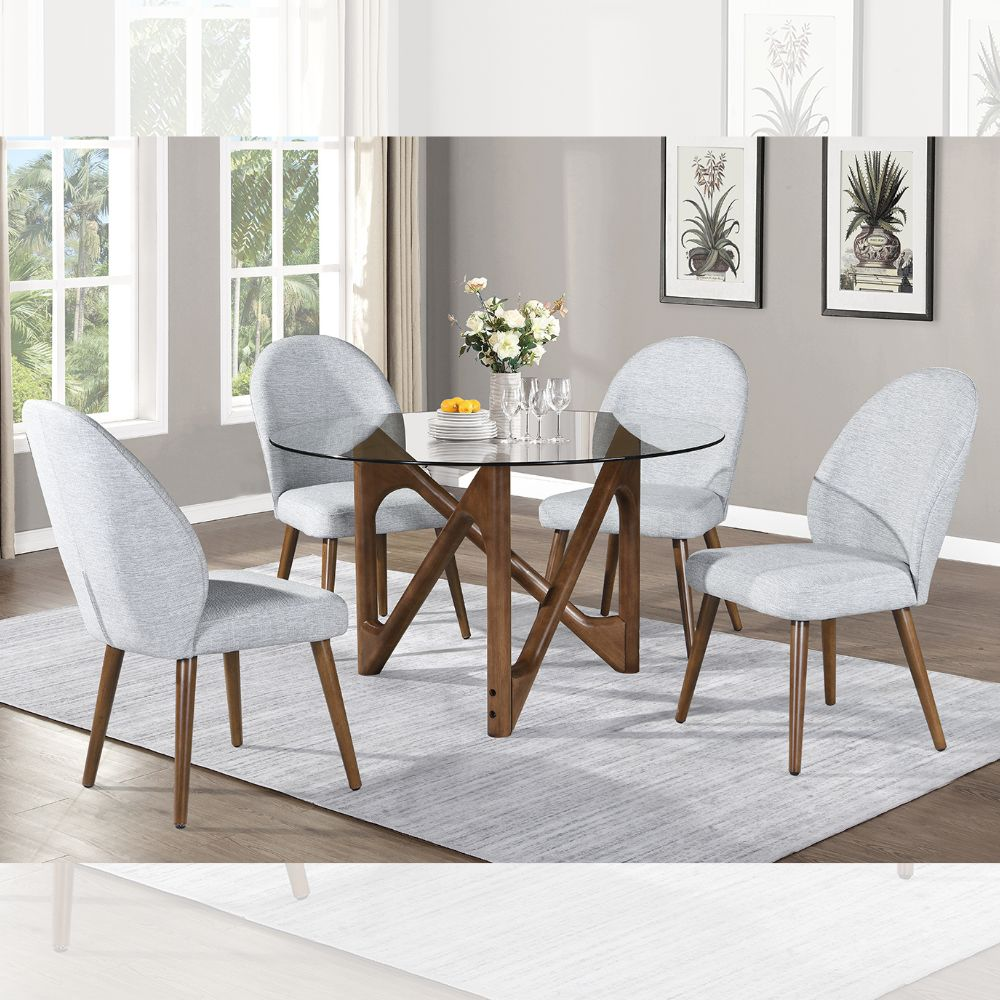 COMEDOR INGRID 4 PUESTOS MESA REDONDA CON VIDRIO