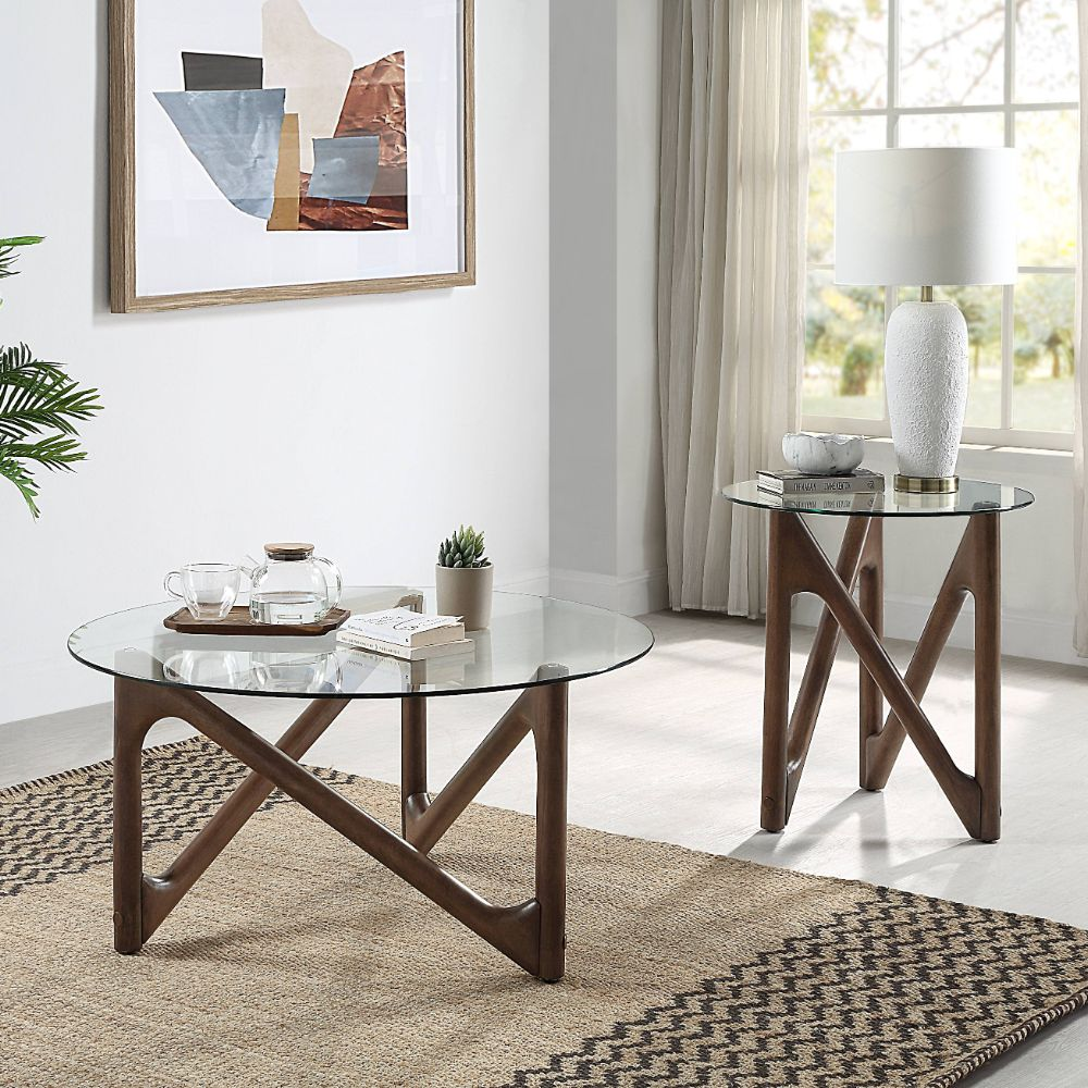 MESAS DUO INGRID VIDRIO Y MADERA