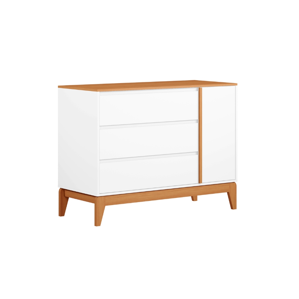 Cómoda zapatera 3 cajones Acaiu color blanco/freijo