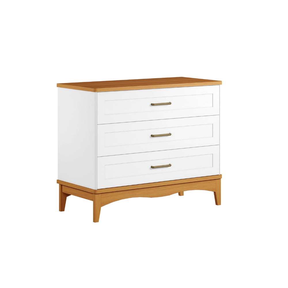 Cómoda 3 gavetas Cacau color blanco/freijo