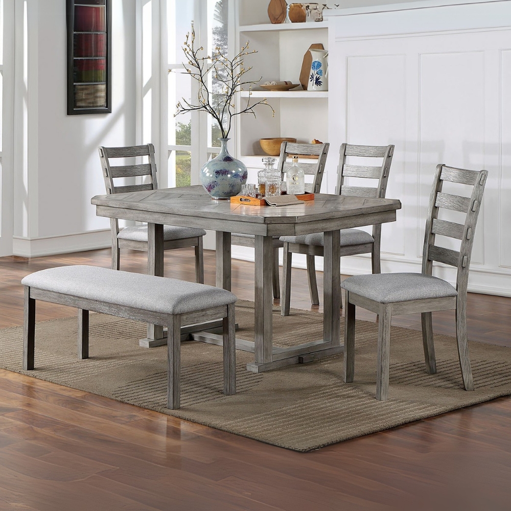 COMEDOR KIARA 4P/BENCH GRIS