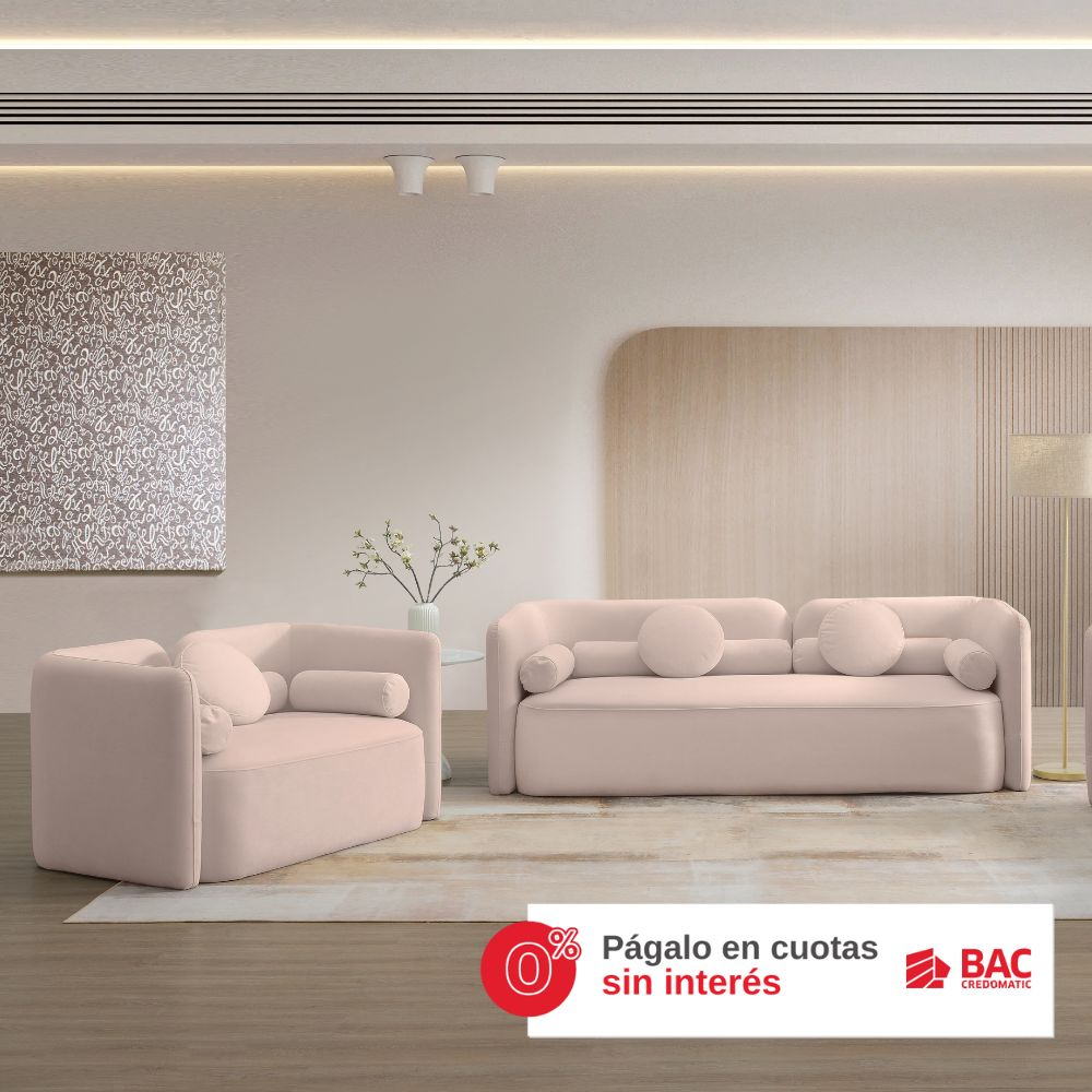 JUEGO DE SALA ZAMIRA 5 puestos color rosa