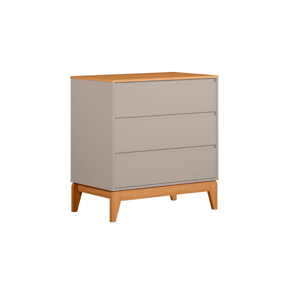 Cómoda de 3 gavetas Acaiu color maní/freijo