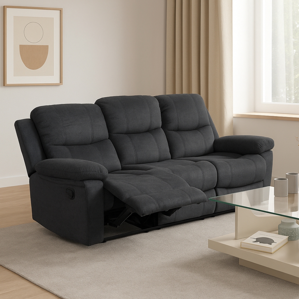 SOFA RECLINABLE 3 PUESTOS AIDA GRIS