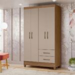 Ropero 4 Puertas Chile con 2 Gavetas – Diseño Moderno Carvalho y Fendi